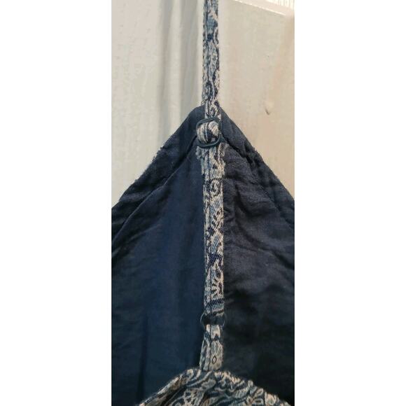 American Eagle Floral Crop Tank Top Blue White Womens Size Med Cottage Peasant - Picture 5 of 10